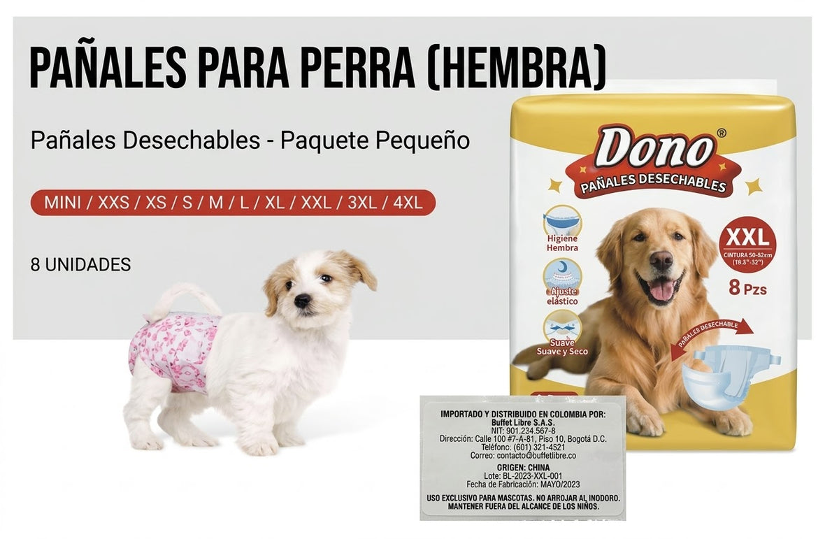 Pañales para mascotas hembra